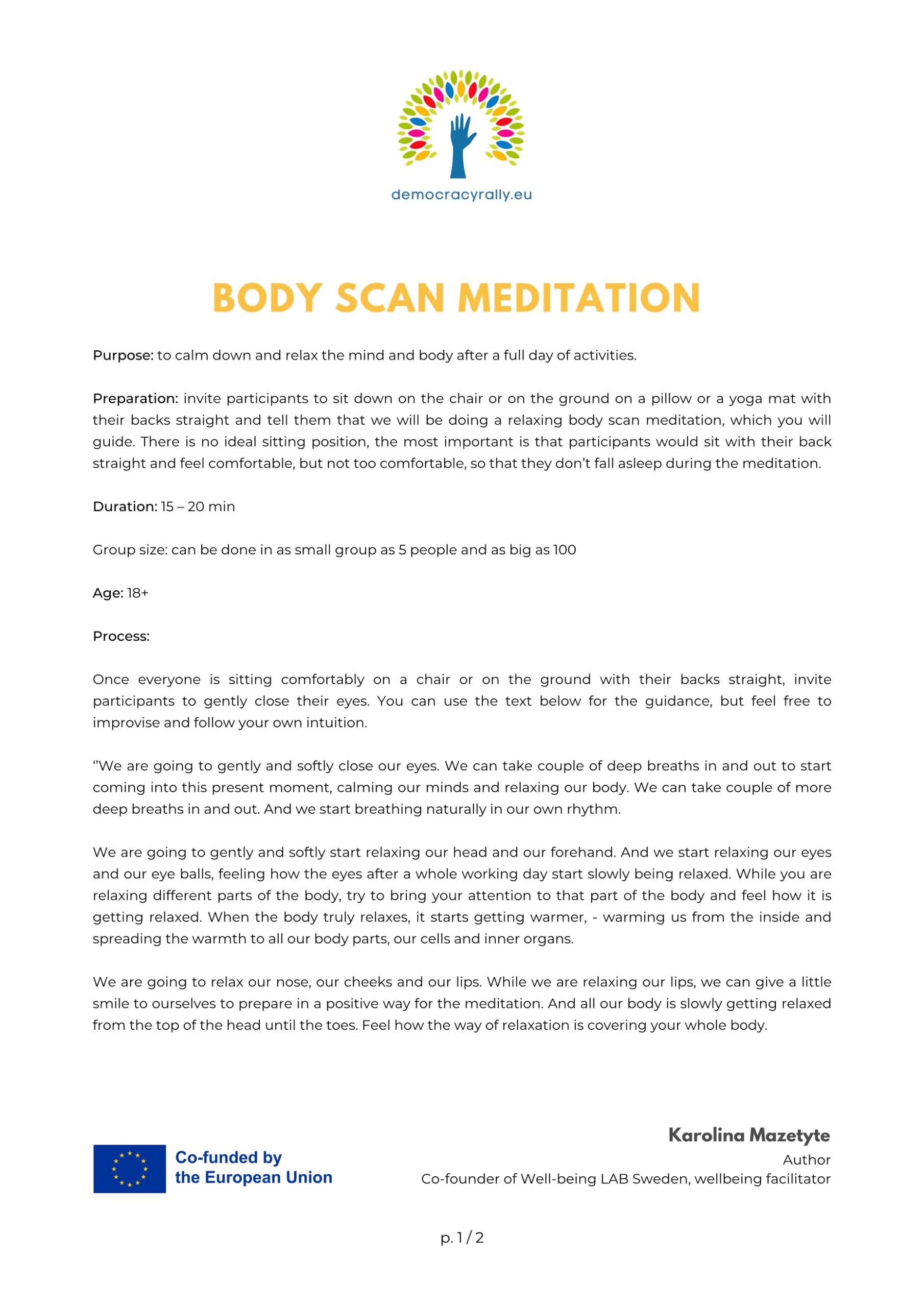 Body Scan Meditation – EU Democracy Rally